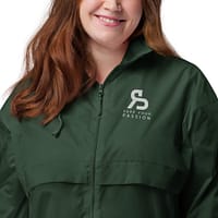 basic-unisex-windbreaker-forest-green-zoomed-in-2-6800bfc7a037a.jpg Smart Riders® - Giacca a vento unisex pieghevole